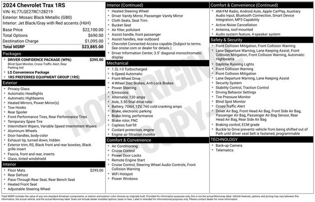 Certified 2024 Chevrolet Trax RS w/ Driver Confidence Package FWD image 30