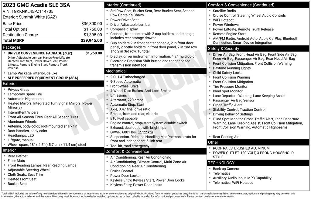 Used 2023 GMC Acadia SLE w/ Driver Convenience Package FWD image 26