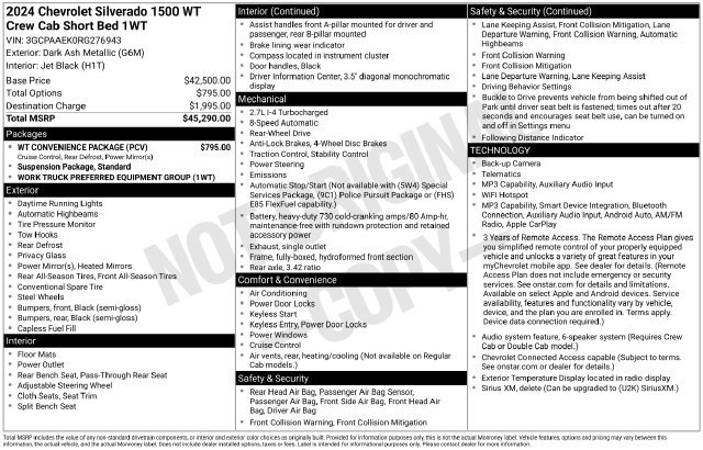 Used 2024 Chevrolet Silverado 1500 W/T w/ WT Convenience Package RWD image 4