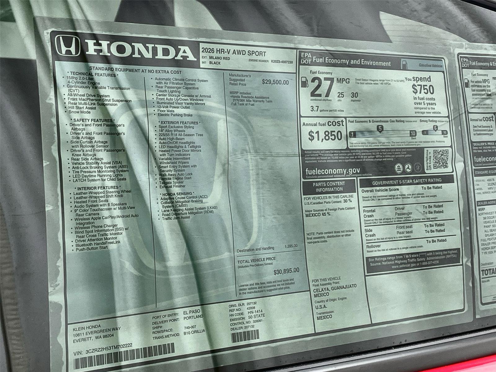 New 2026 Honda HR-V Sport image 32