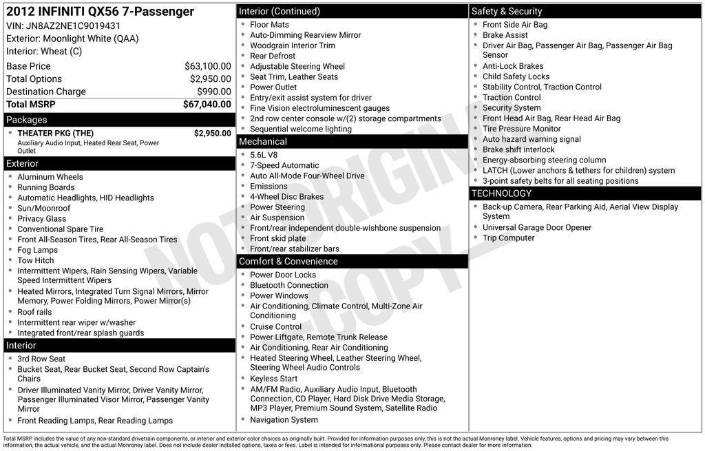 Used 2012 INFINITI QX56 4WD w/ Theater Pkg image 4