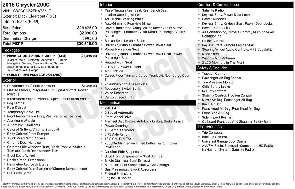 Used 2015 Chrysler 200 C w/ Navigation & Sound Group I FWD image 5