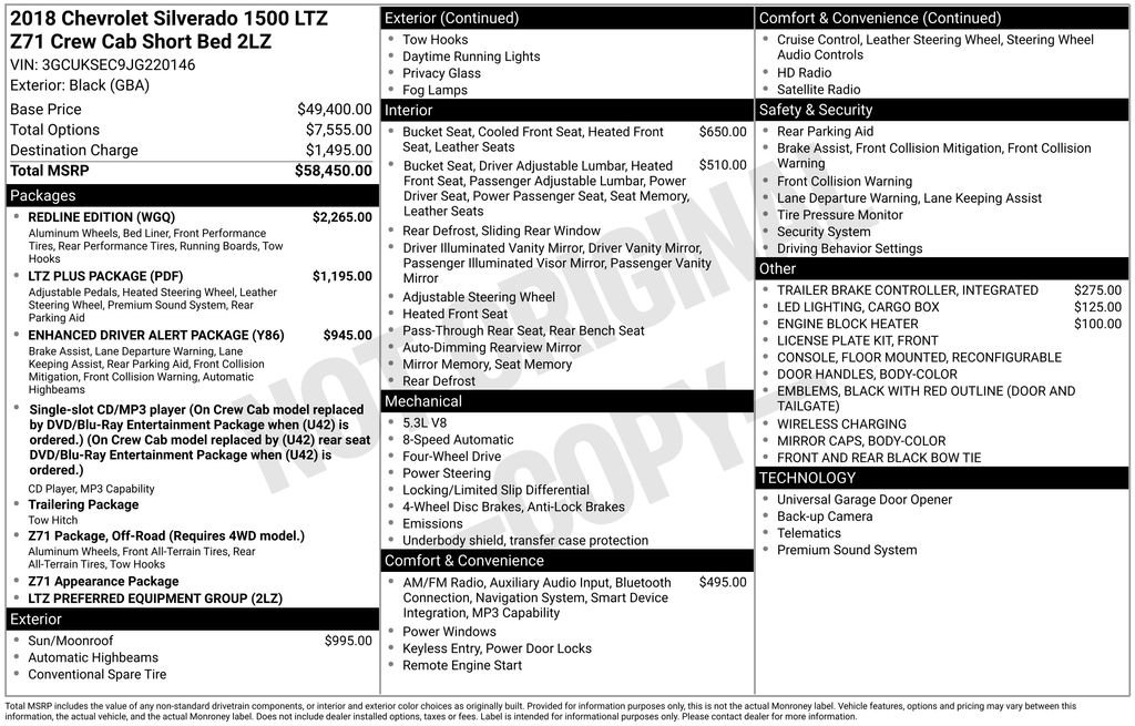 Used 2018 Chevrolet Silverado 1500 LTZ Z71 w/ Redline Edition image 7