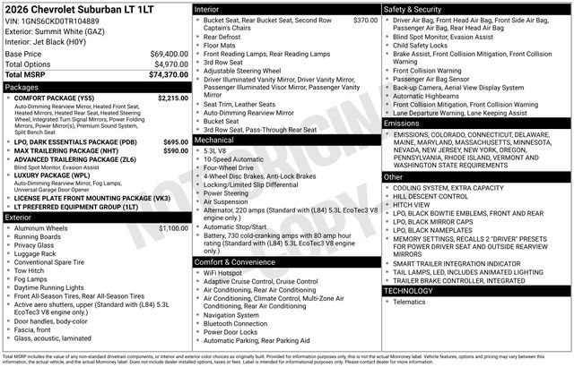 New 2026 Chevrolet Suburban LT w/ Comfort Package image 14