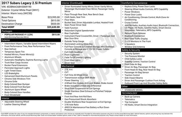 Used 2017 Subaru Legacy 2.5i Premium w/ Popular Package #1 image 6