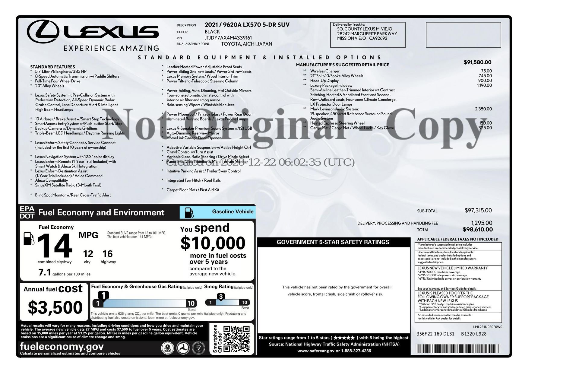 Used 2021 Lexus LX 570 4WD w/ Luxury Package image 89