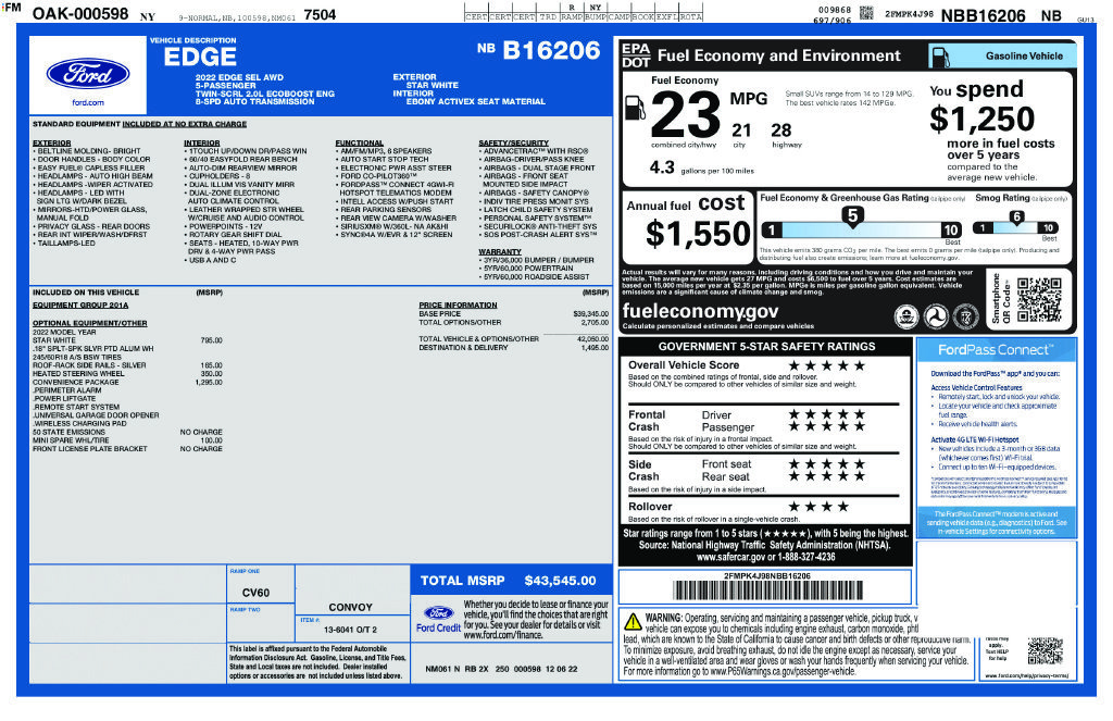 Used 2022 Ford Edge SEL w/ Convenience Package AWD/4WD image 5