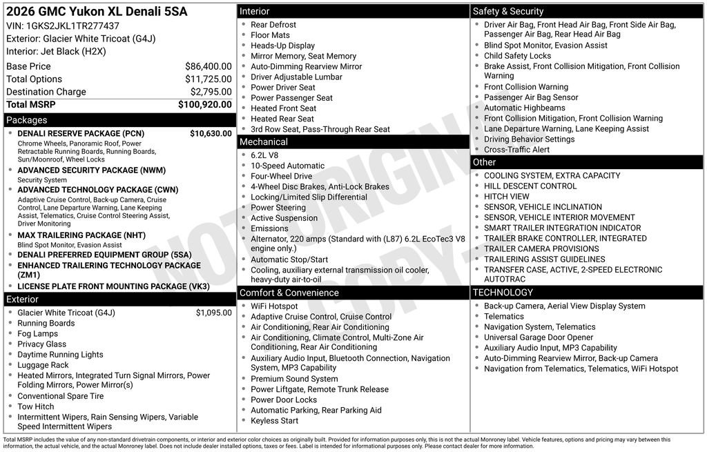 New 2026 GMC Yukon XL Denali w/ Denali Reserve Package AWD/4WD image 4