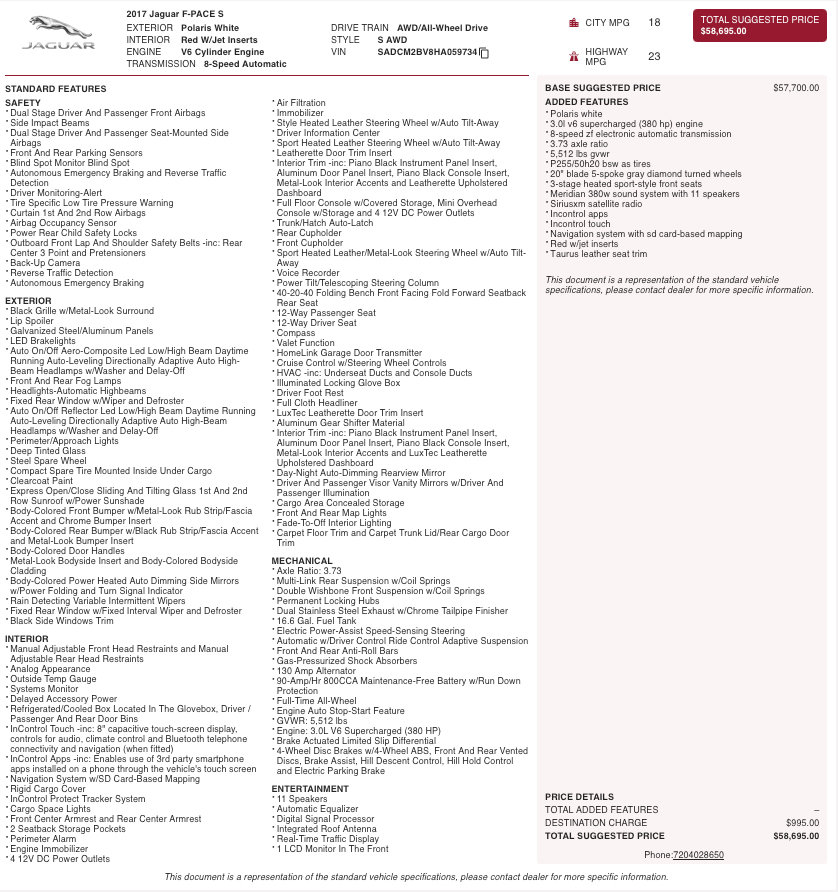 Used 2017 Jaguar F-PACE S image 2