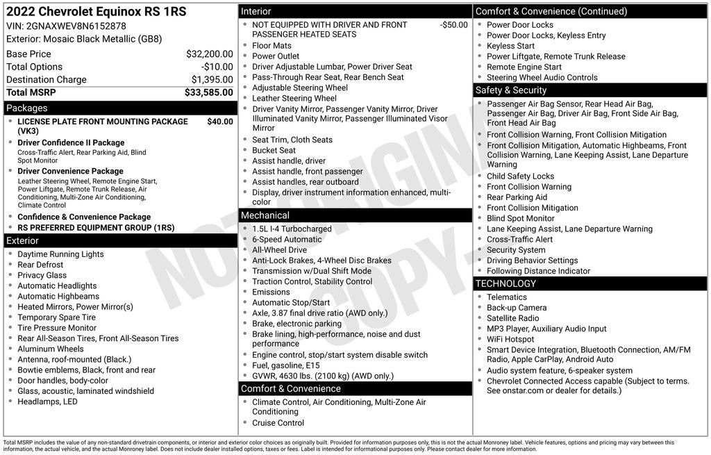 Used 2022 Chevrolet Equinox RS AWD/4WD image 23