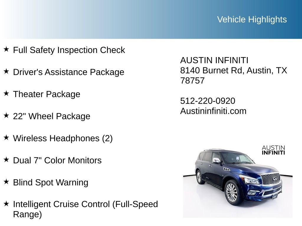 Used 2015 INFINITI QX80 2WD w/ 22" Wheel Package image 10