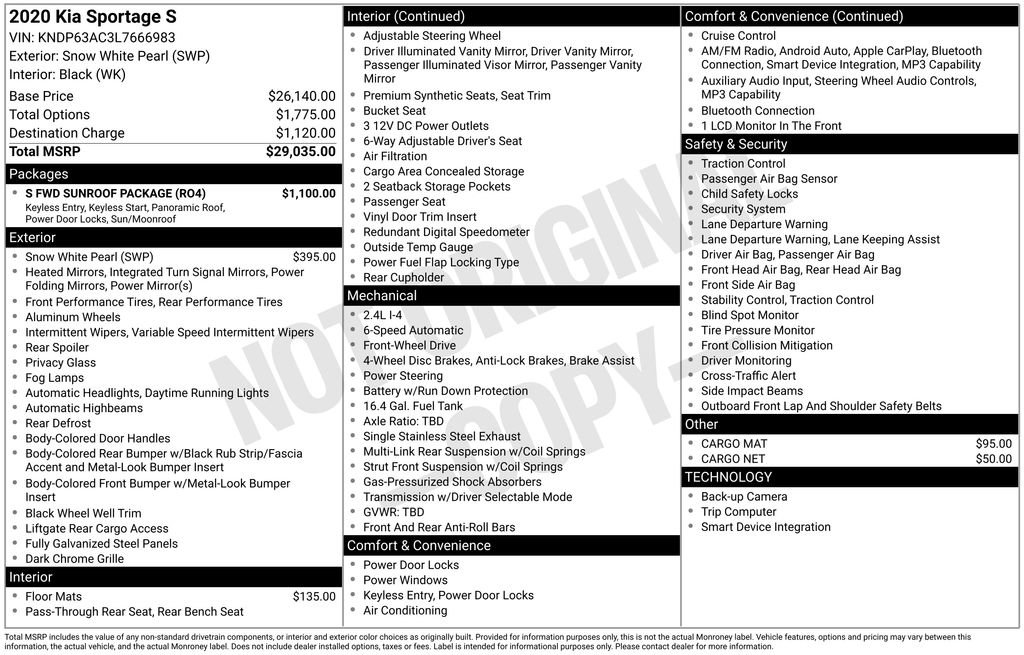 Used 2020 Kia Sportage S w/ S FWD Sunroof Package image 31