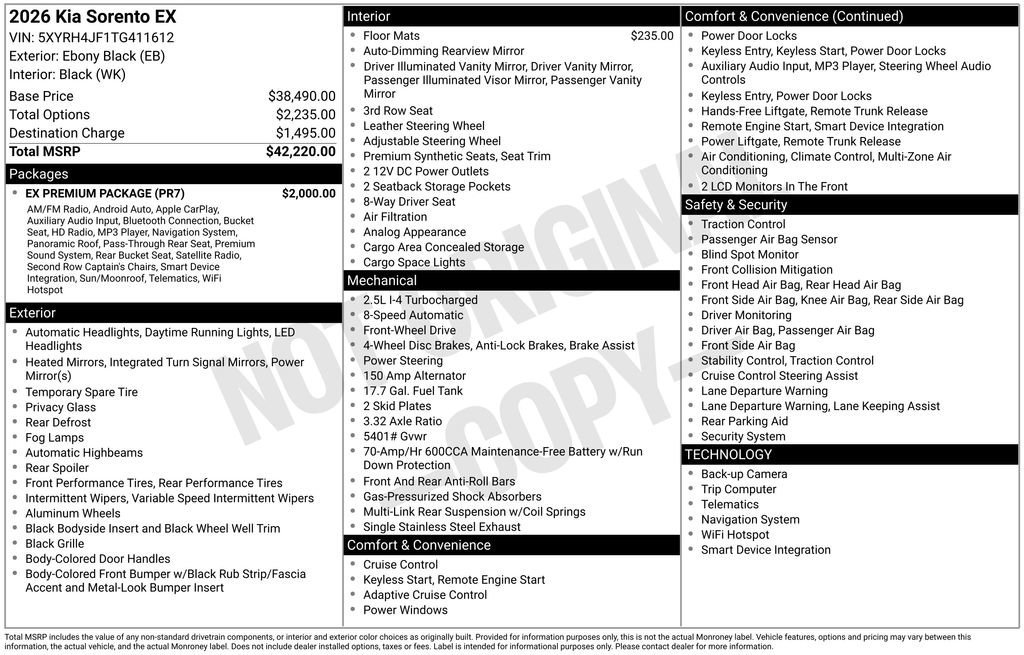 New 2026 Kia Sorento EX w/ EX Premium Package FWD image 7