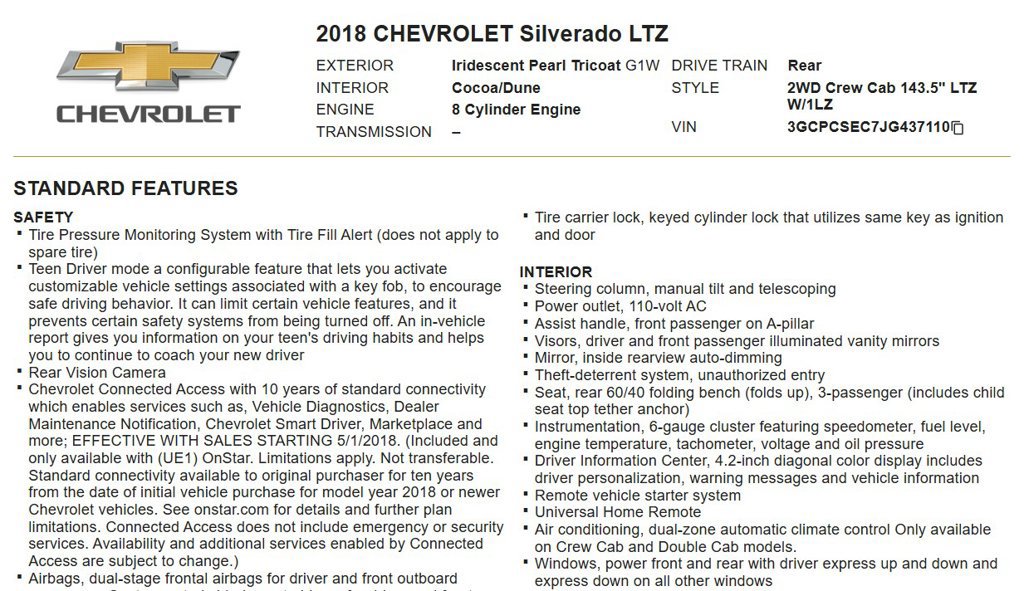 Used 2018 Chevrolet Silverado 1500 LTZ w/ Texas Edition RWD image 18