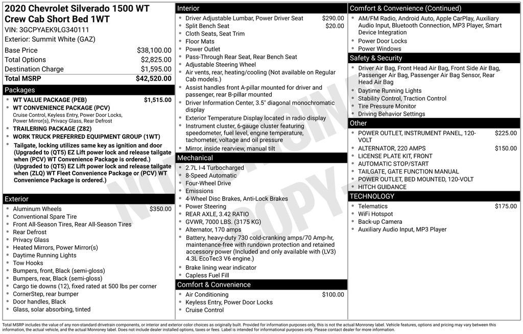 Used 2020 Chevrolet Silverado 1500 W/T w/ WT Value Package image 2