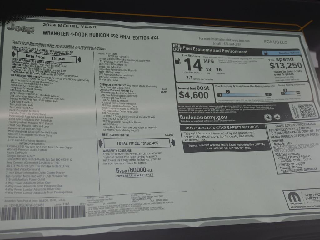 New 2024 Jeep Wrangler Unlimited Rubicon 392 image 11