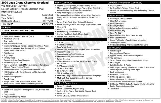 Used 2020 Jeep Grand Cherokee Overland RWD image 8