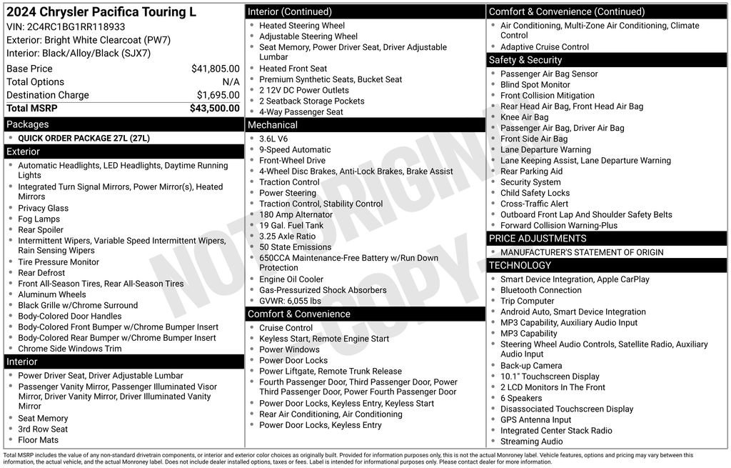 Used 2024 Chrysler Pacifica Touring-L FWD image 2