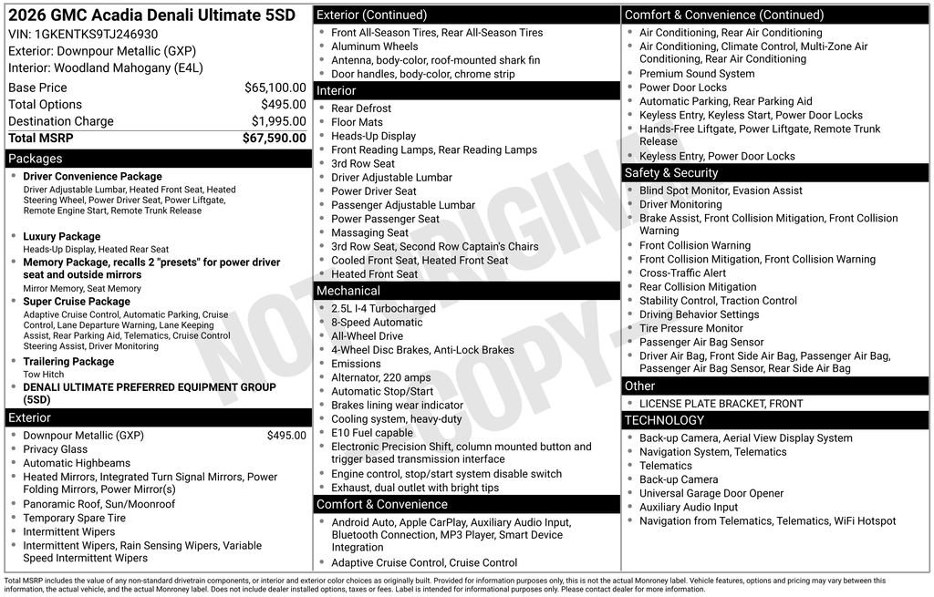 New 2026 GMC Acadia Denali Ultimate image 5