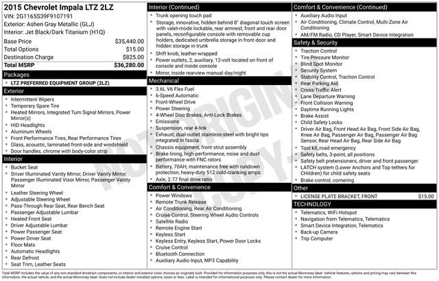 Used 2015 Chevrolet Impala LTZ FWD image 36