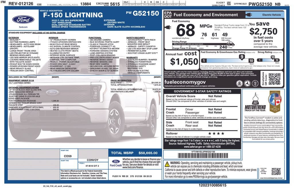 Used 2023 Ford F150 Lightning XLT w/ Tow Technology Package AWD/4WD image 42