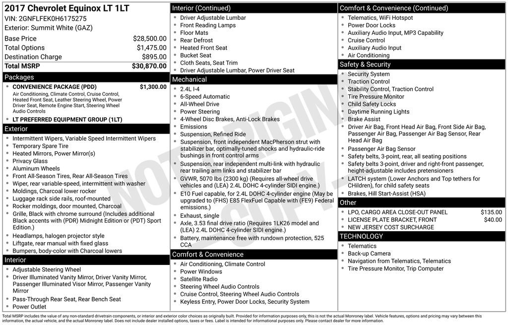 Used 2017 Chevrolet Equinox LT w/ Convenience Package image 1