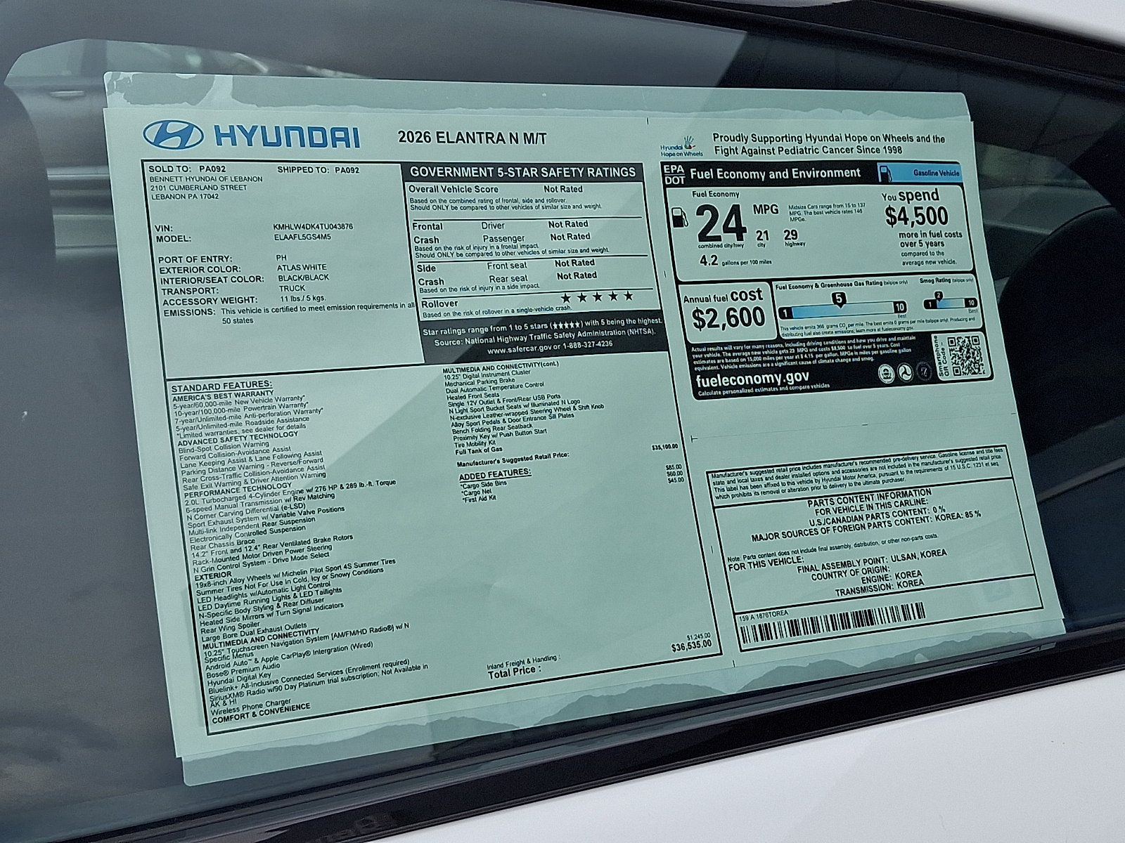 New 2026 Hyundai Elantra N FWD image 3