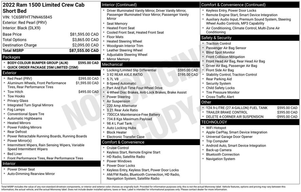 Used 2022 RAM 1500 Limited w/ Body-Colour Bumper Group AWD/4WD image 36