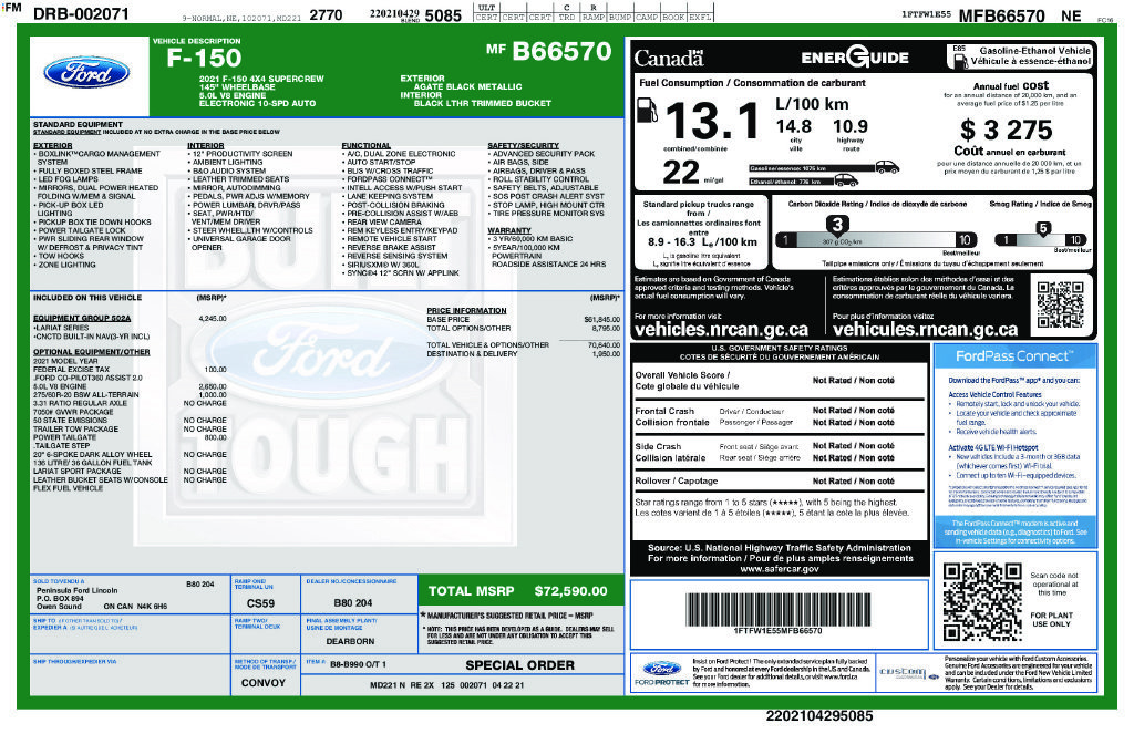 Used 2021 Ford F150 Lariat w/ Equipment Group 502A High AWD/4WD image 6