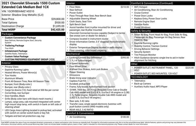 Used 2021 Chevrolet Silverado 1500 Custom image 5