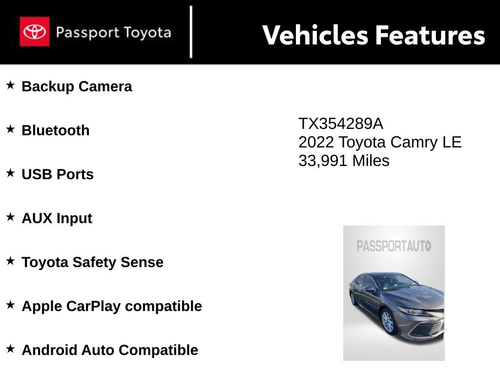 Used 2022 Toyota Camry LE FWD image 9