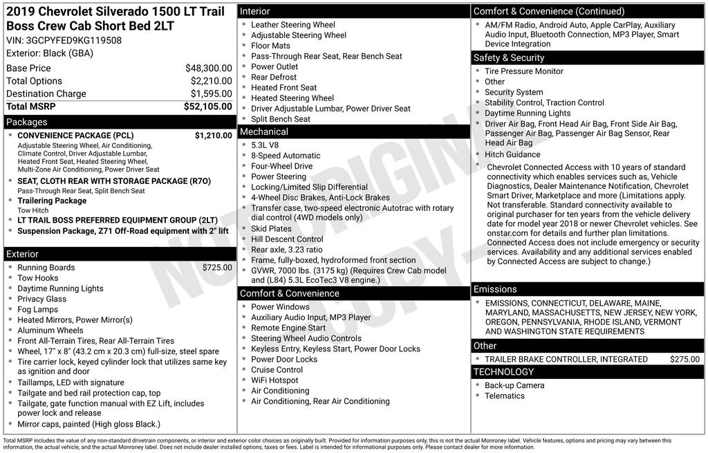 Used 2019 Chevrolet Silverado 1500 LT Trail Boss w/ Convenience Package image 25