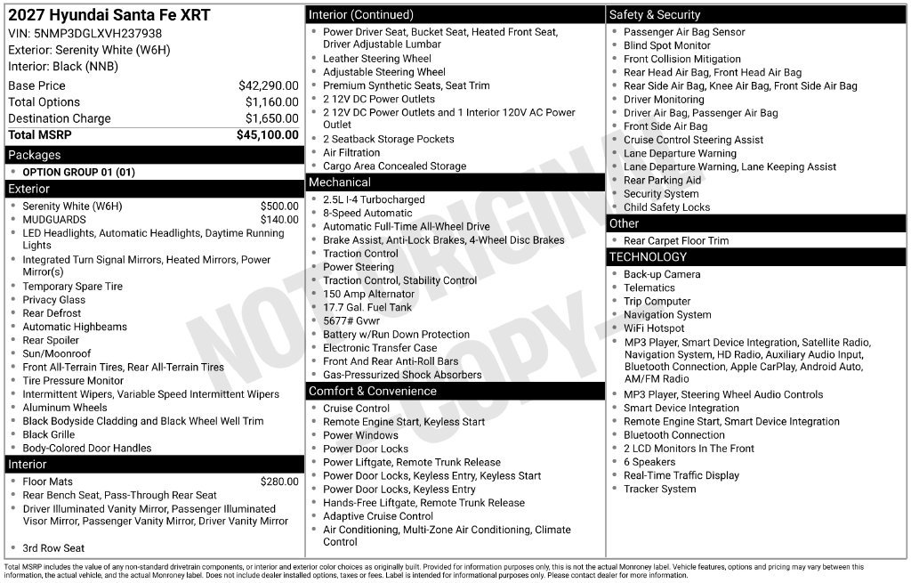 New 2027 Hyundai Santa Fe XRT AWD/4WD image 17