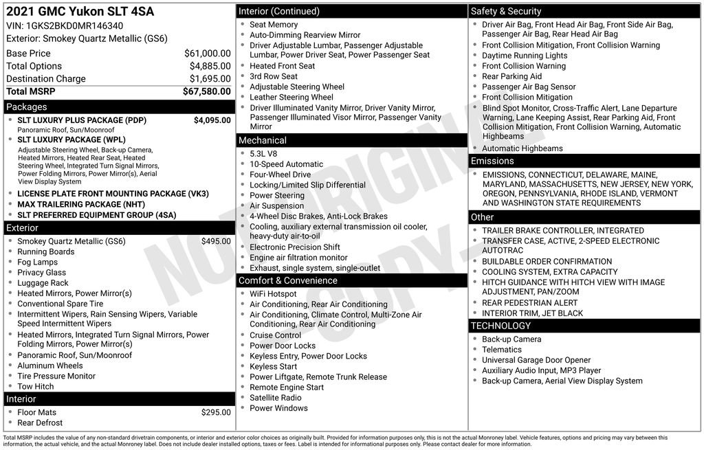 Used 2021 GMC Yukon SLT w/ SLT Luxury Plus Package image 30