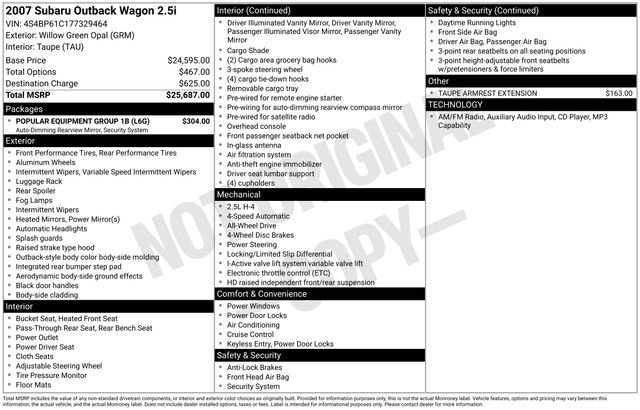 Used 2007 Subaru Outback 2.5i w/ Popular Equipment Group 1B image 10
