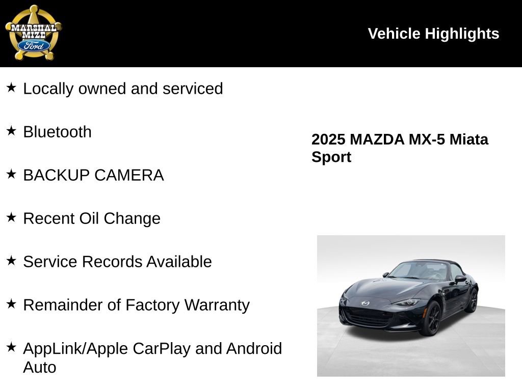 Used 2025 MAZDA MX-5 Miata Sport RWD image 2