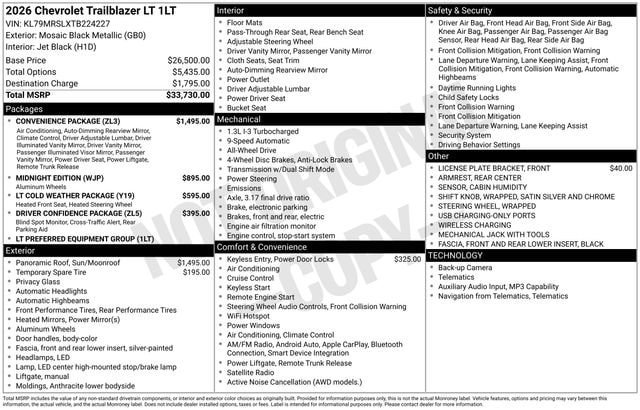 New 2026 Chevrolet TrailBlazer LT w/ Convenience Package AWD/4WD image 30