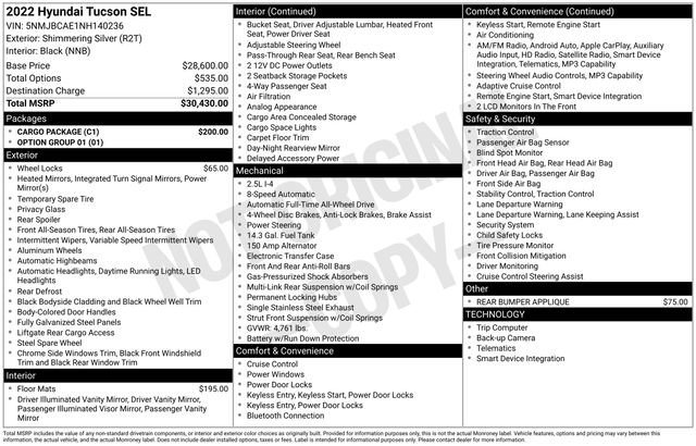 Used 2022 Hyundai Tucson SEL w/ Cargo Package AWD/4WD image 4