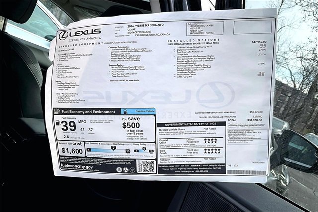 New 2026 Lexus NX 350h AWD w/ Premium Package image 13