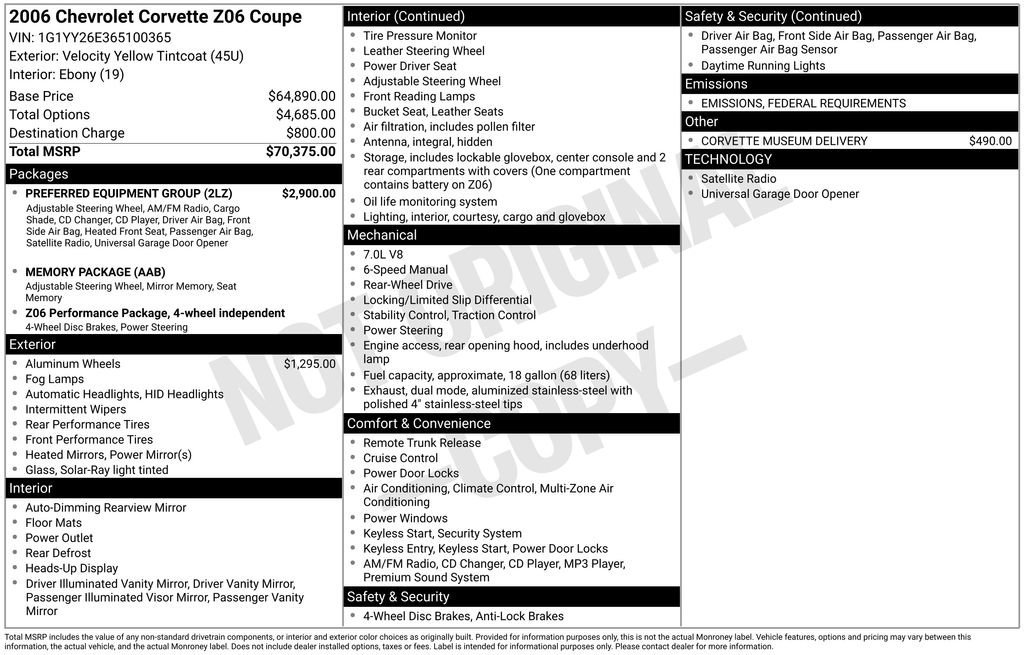 Used 2006 Chevrolet Corvette Z06 w/ Preferred Equipment Group image 2