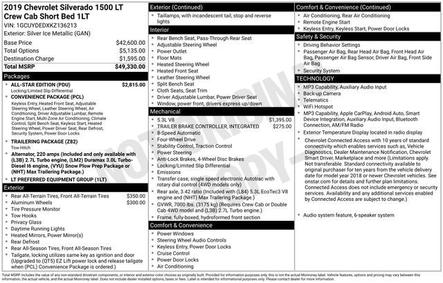 Used 2019 Chevrolet Silverado 1500 LT w/ All-Star Edition AWD/4WD image 2