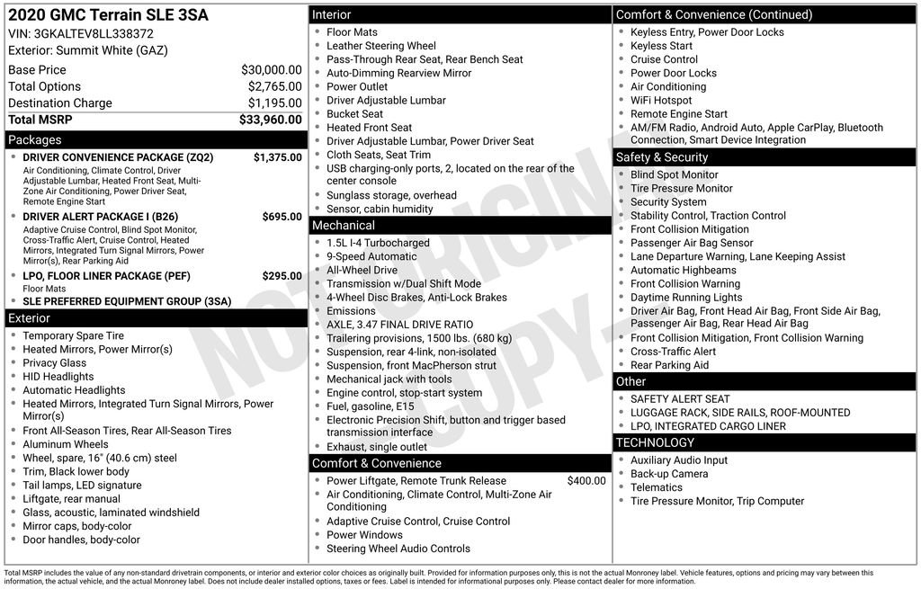 Used 2020 GMC Terrain SLE w/ Driver Convenience Package image 10