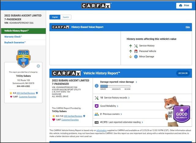 Used 2022 Subaru Ascent Limited w/ Technology Package image 12