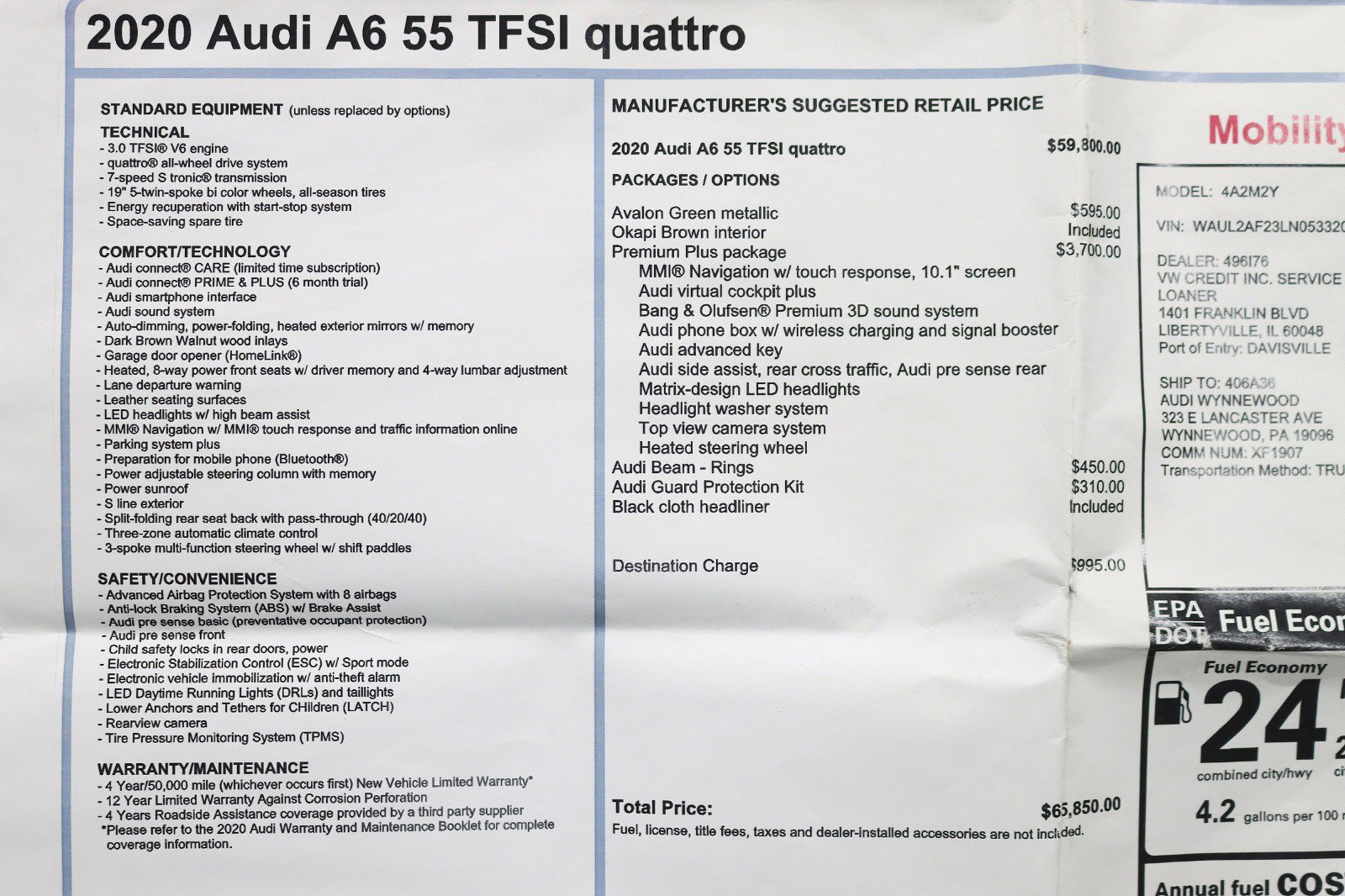 Used 2020 Audi A6 3.0T Premium Plus w/ Premium Plus Package image 2