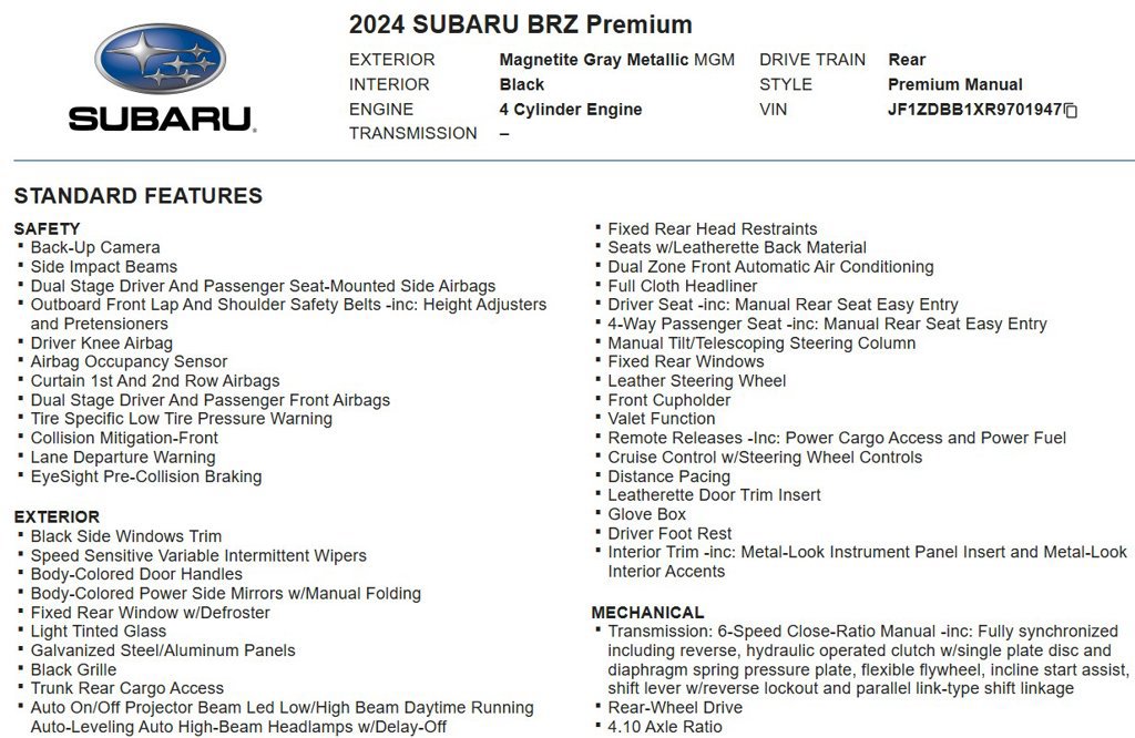 Used 2024 Subaru BRZ Premium RWD image 21