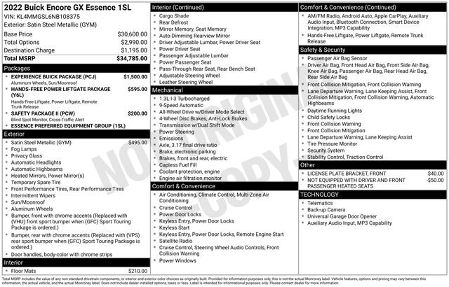 Used 2022 Buick Encore GX Essence w/ Experience Buick Package AWD/4WD image 19