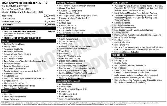 Used 2024 Chevrolet TrailBlazer RS w/ Driver Confidence Package AWD/4WD image 31