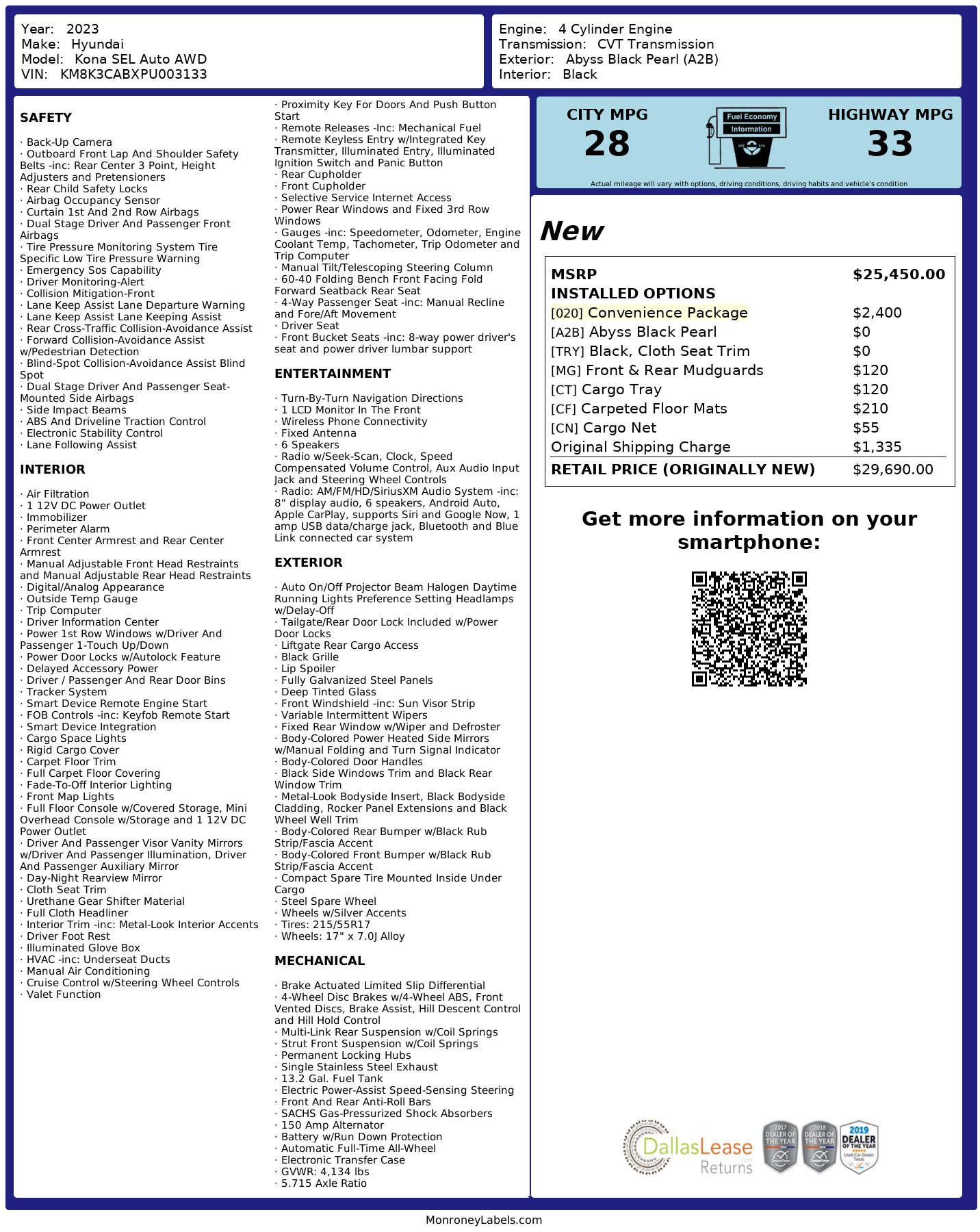 Used 2023 Hyundai Kona SEL w/ Convenience Package AWD/4WD image 3