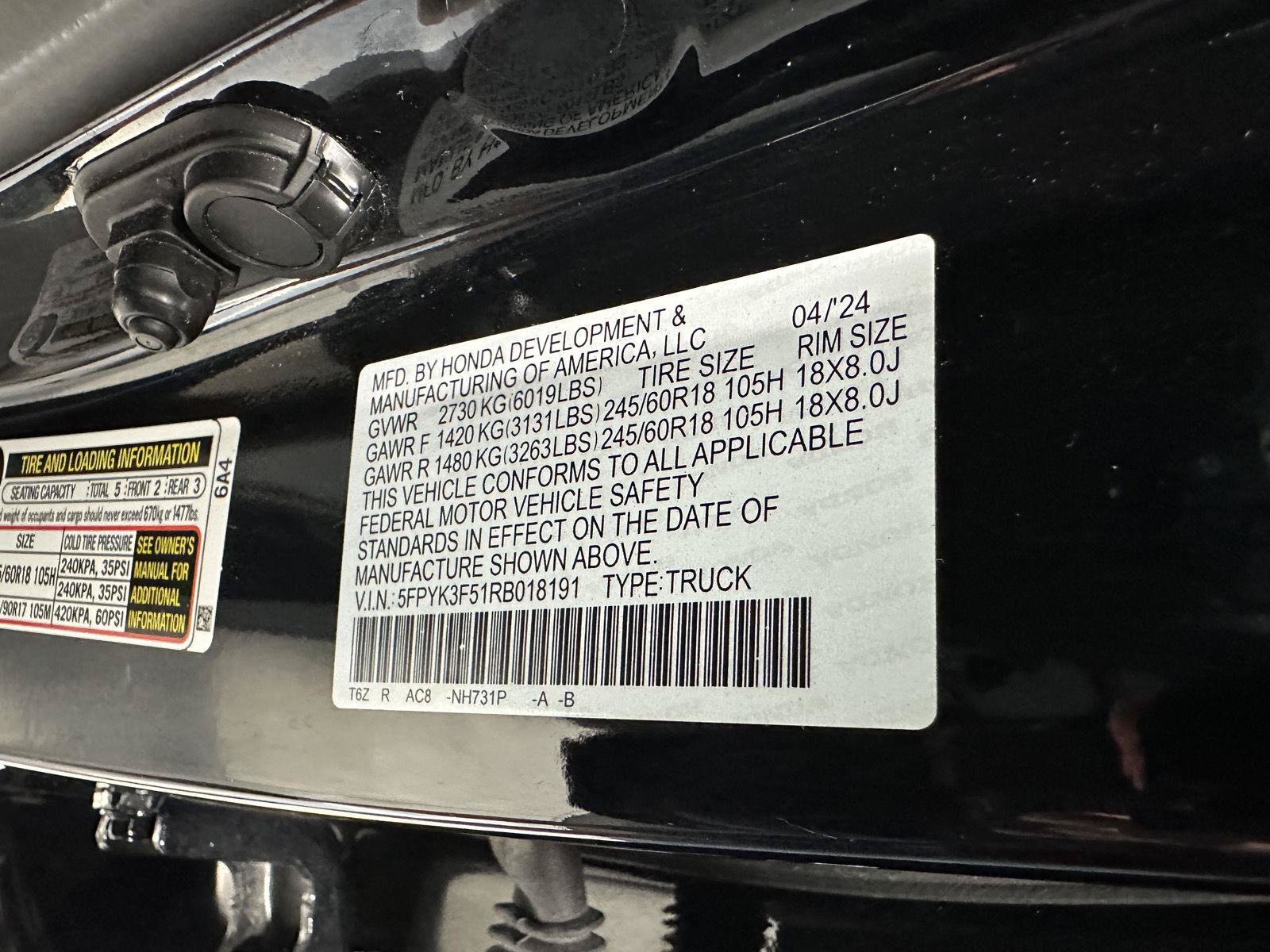 Certified 2024 Honda Ridgeline RTL image 13