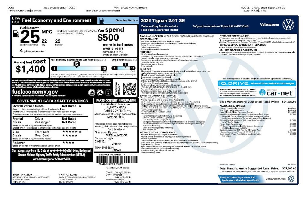 Used 2022 Volkswagen Tiguan SE image 3